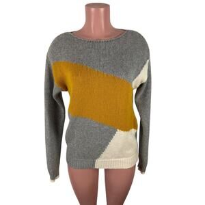 MADELEINE Cozier Winter Pullover Sweater Gold Gray colorblock wool cashmere